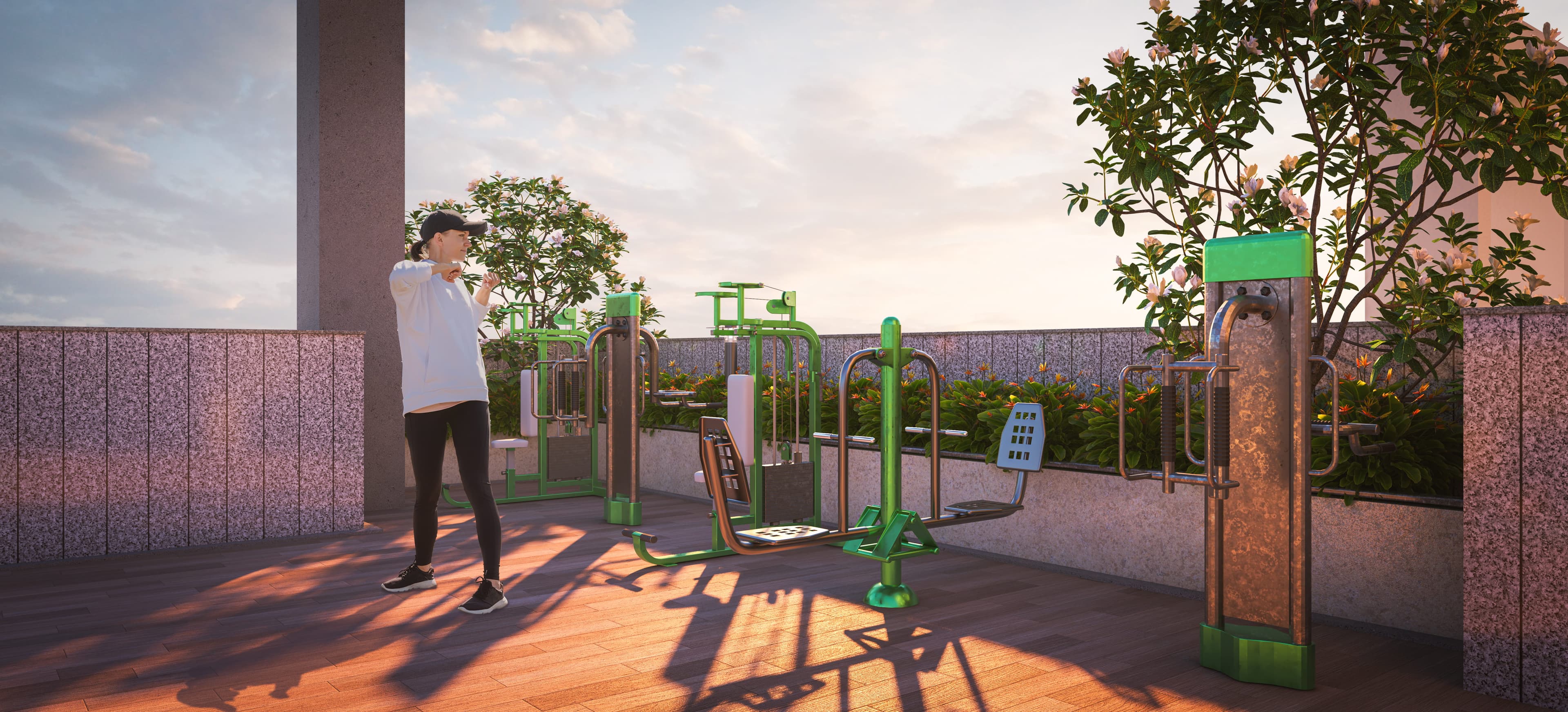 Outdoor gym at HUM GS Heights